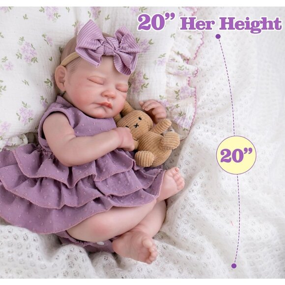 20" Body Reborn Baby Doll Realistic Floppy Newborn Girl Feeding Accessories - Picture 4 of 6